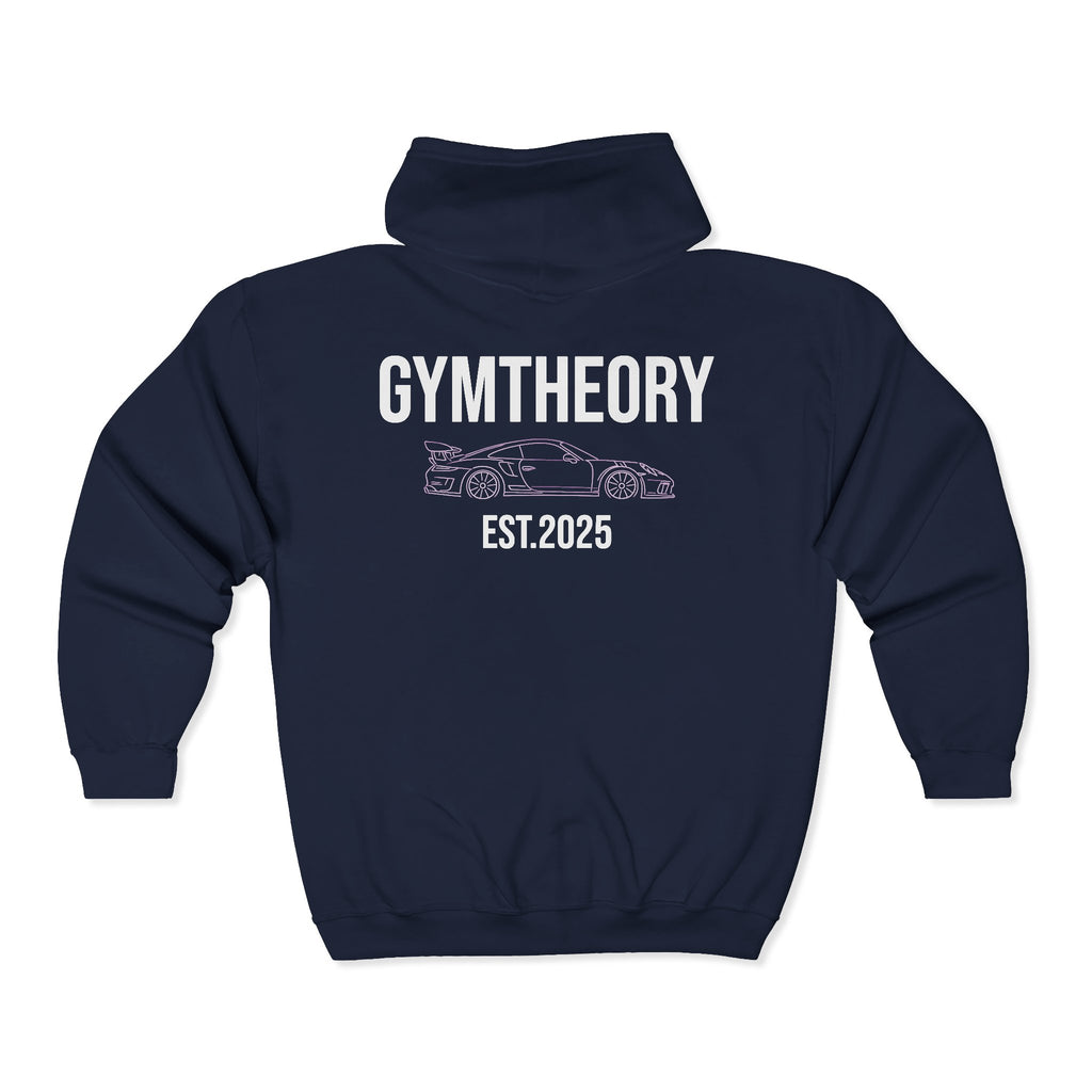 Gymtheory Zip Hoodie — Car Graphic Full-Zip Hoodie (EST. 2025)